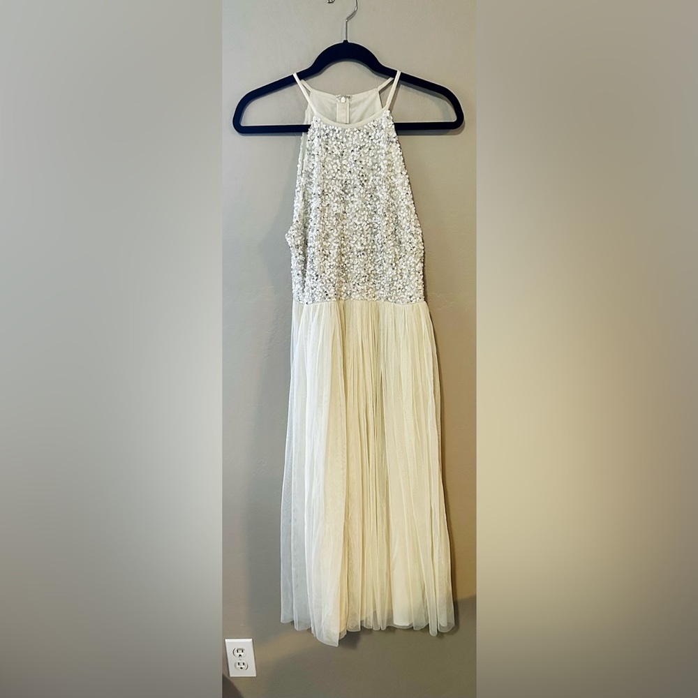 ASOS - Maya Bridal Halterneck Midi Tulle Dress - Cream - Size 8